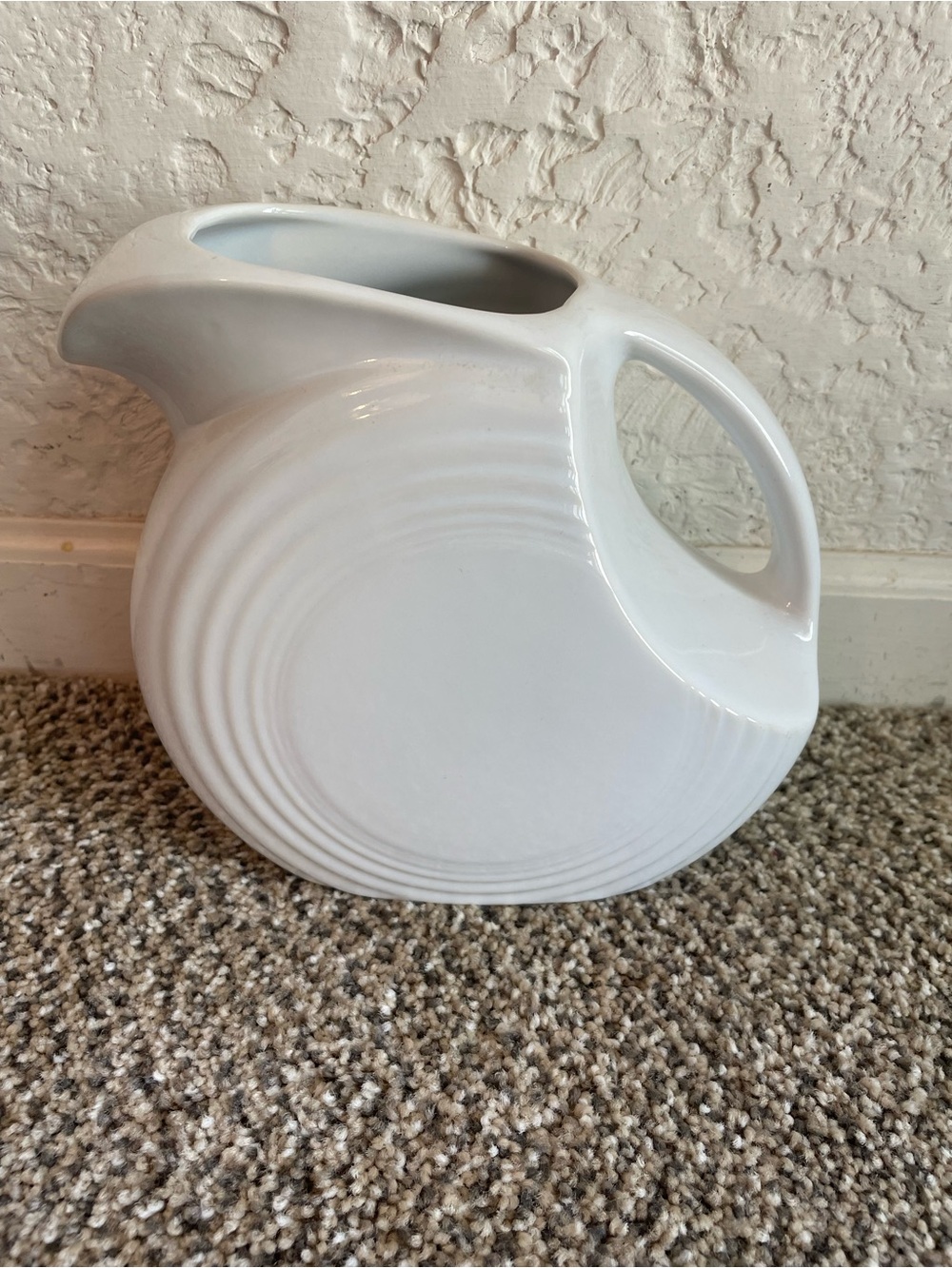 Fiesta White Ceramic Disk 7” Pitcher Vase